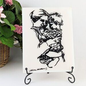 Vintage Reverse Art Print on Acrylic Tile German Artist Käthe Kollwitz Wall Art